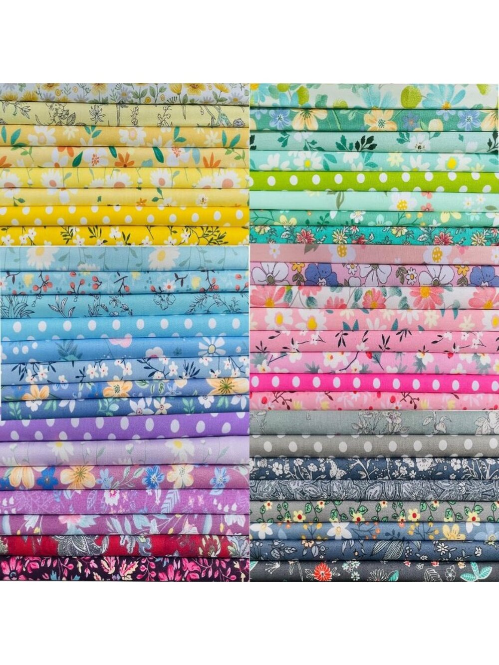 Floral Cotton Quilting Fabric Squares, 10"x10", Perfect for Sewing & Patchwork
